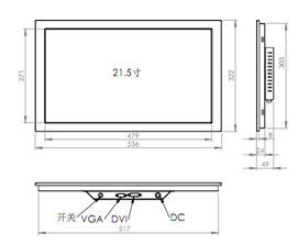 21.5인치 TFT 터치 산업용 디스플레이 모니터 옵션 VGA DVI HDMI 인터페이스