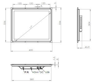 300cd/M2 산업 터치 스크린 모니터 10인치 디스플레이 24V DC 전원 입력